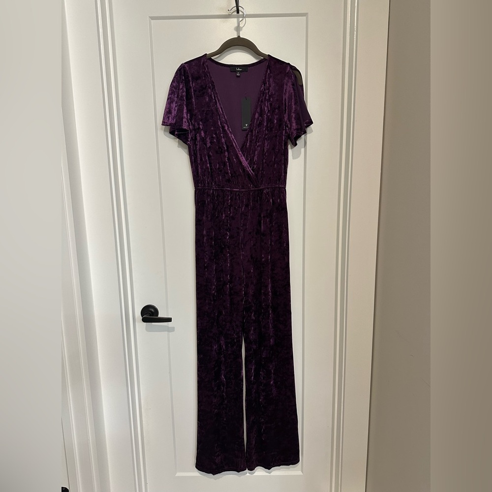Lulus purple crushed velvet jumpsuit